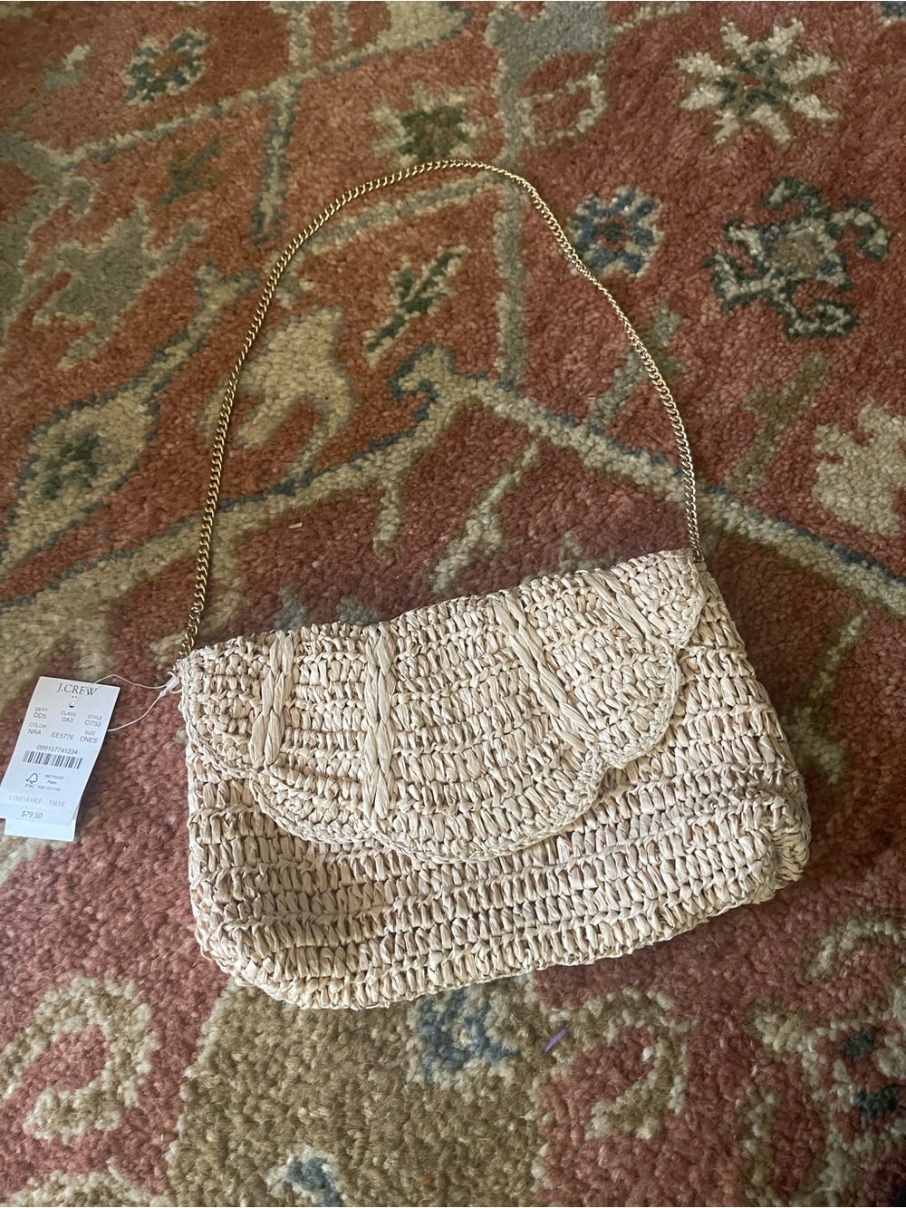 J. Crew Woven Straw Bag in Natural NWT